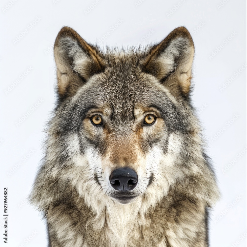 A fierce wolf stares directly at the viewer. Its majestic fur and sharp gaze capture attention. A perfect representation of wildlife in a striking and artistic style. AI A fierce wolf stares directly at the viewer. Its majestic fur and sharp gaze capture attention. A perfect representation of wildlife in a striking and artistic style. AI