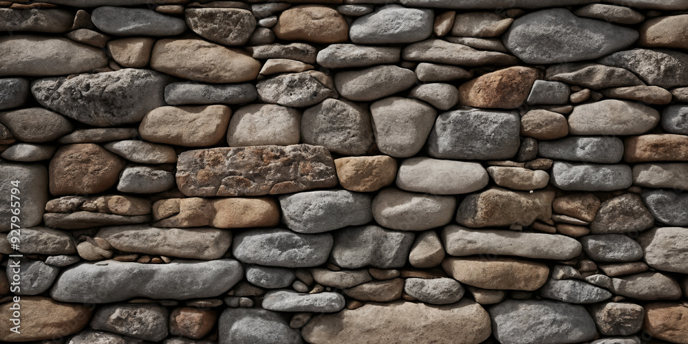 Steinwand mit abwechslungsreich geformten und farblich nuancierten Steinen, die eine lebendige und dynamische Struktur mit einem harmonischen Zusammenspiel aus Grau- und Brauntönen darstellt Steinwand mit abwechslungsreich geformten und farblich nuancierten Steinen, die eine lebendige und dynamische Struktur mit einem harmonischen Zusammenspiel aus Grau- und Brauntönen darstellt