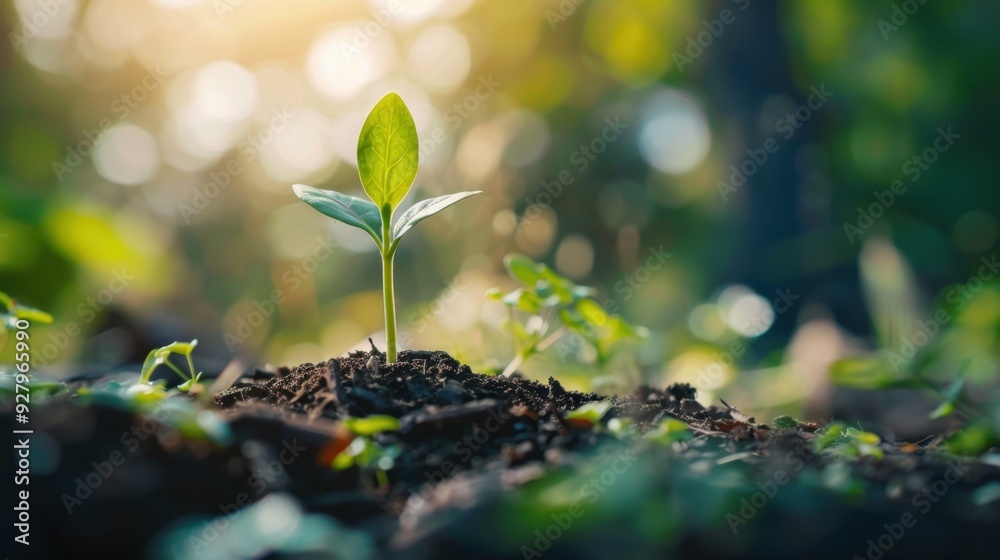 A sprouting seed in a garden, representing the start of a new life cycle. A sprouting seed in a garden, representing the start of a new life cycle.