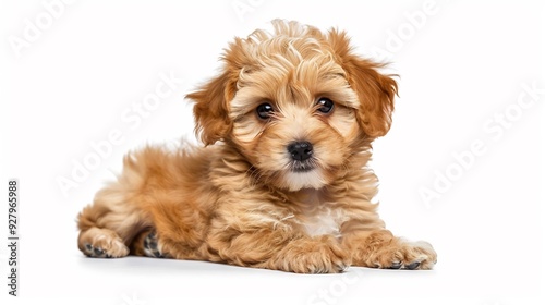 Toy poodle dog having cuddle time with young 