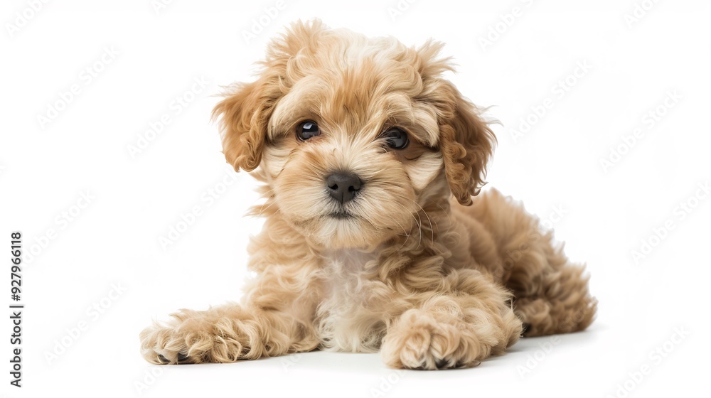 Toy poodle dog having cuddle time with young
Toy poodle dog having cuddle time with young