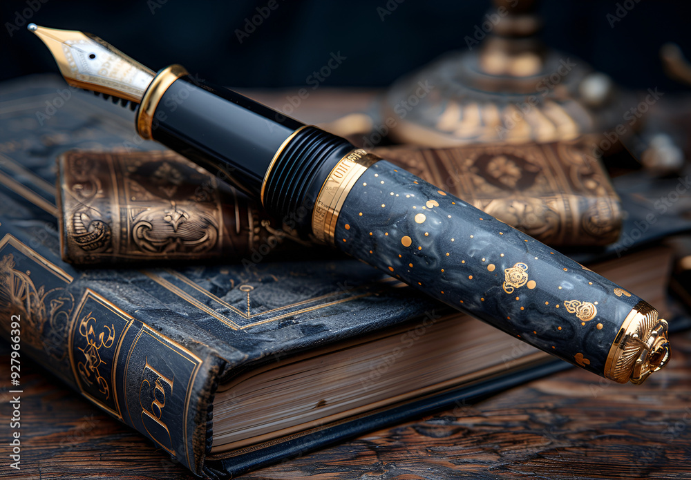 a pen on top of a book
a pen on top of a book