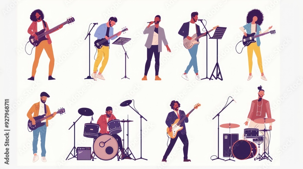 Fototapeta premium Musicians and singers perform on stage
