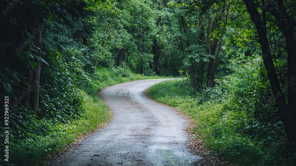 Fototapeta premium Winding Road Through a Lush Forest.