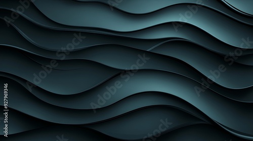 Elegant vector design of teal wavy lines on a black background, embodying minimalism and high-resolution 8K quality for modern aesthetics.