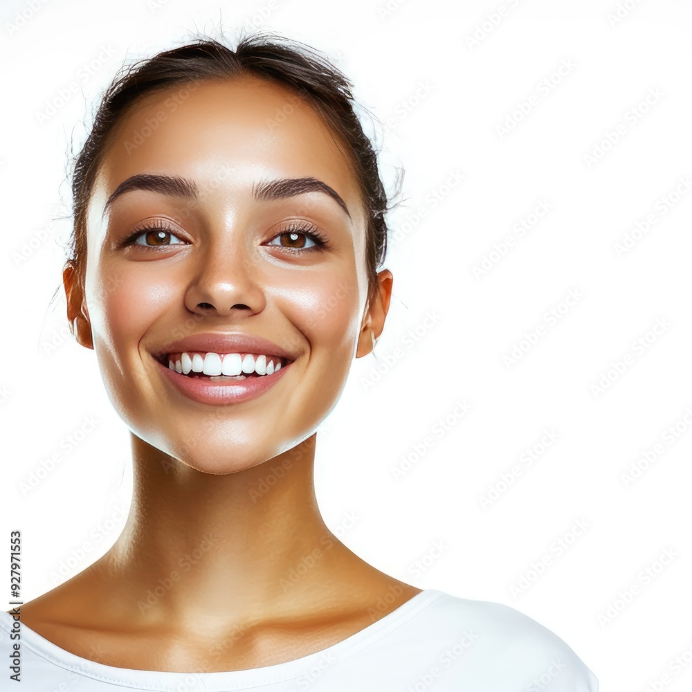 Bright smile radiates joy against a clean backdrop, capturing the essence of youthful confidence and warmth