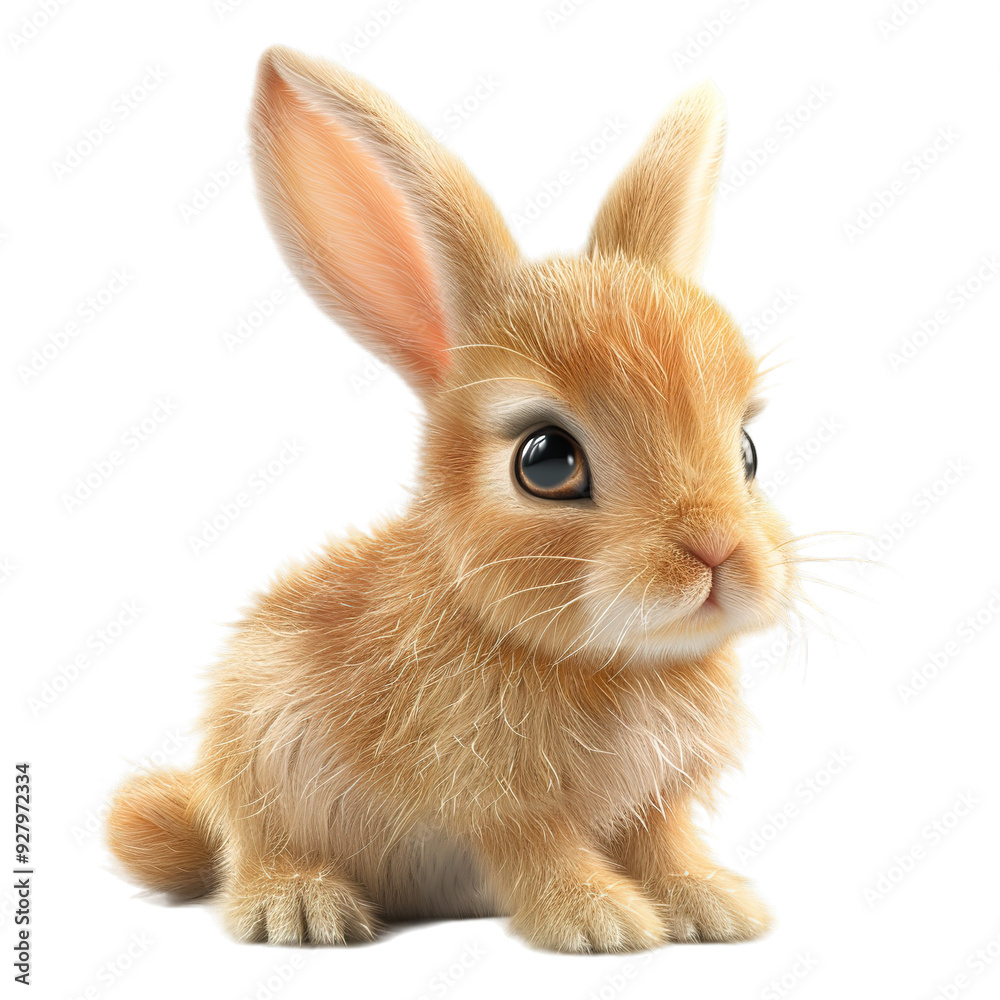 Fototapeta premium Cute Rabbit Baby on Transparent Background