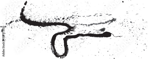 へび　手書きの毛筆イラスト