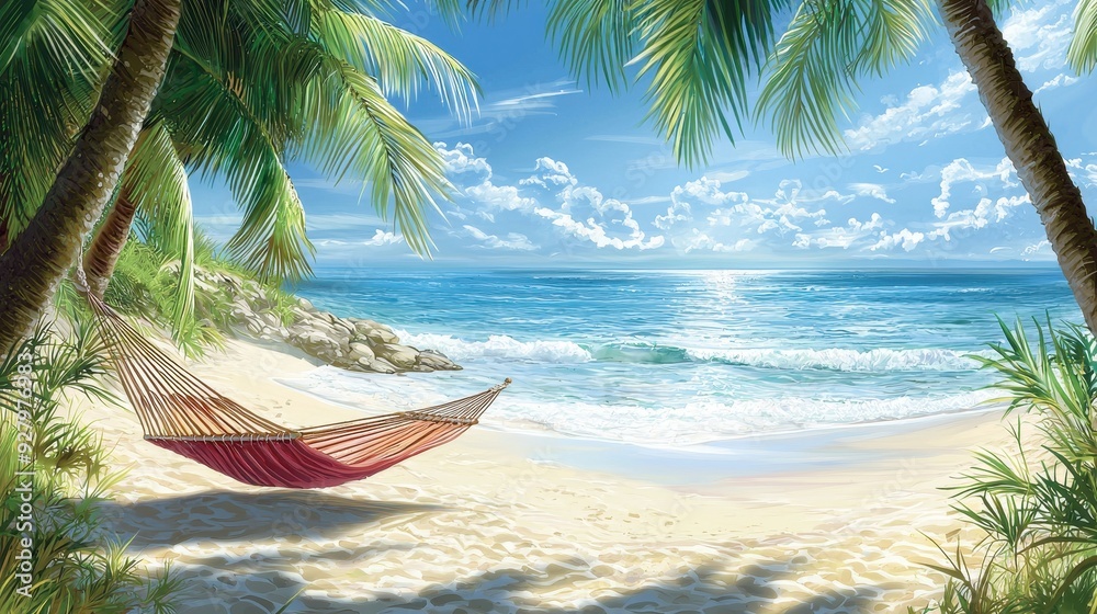 Fototapeta premium Relaxing Hammock on a Tropical Beach.