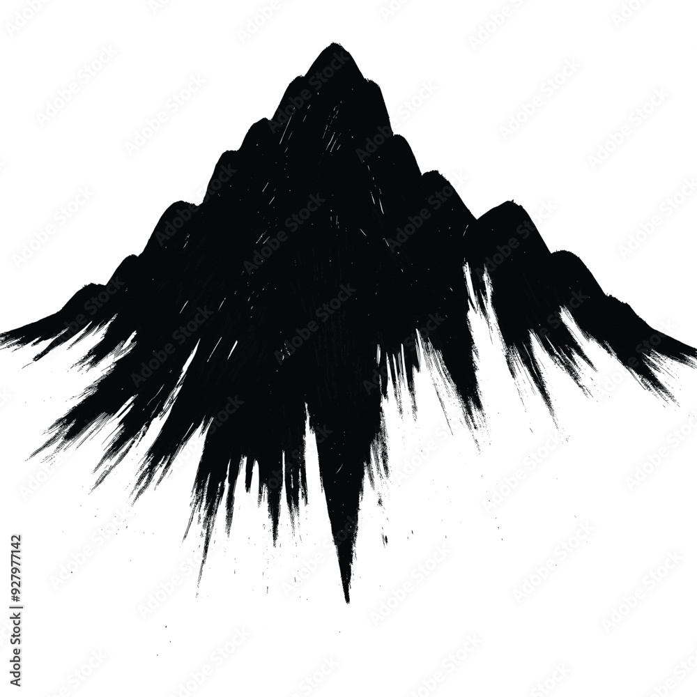 Abstract Black Mountain Silhouette Design