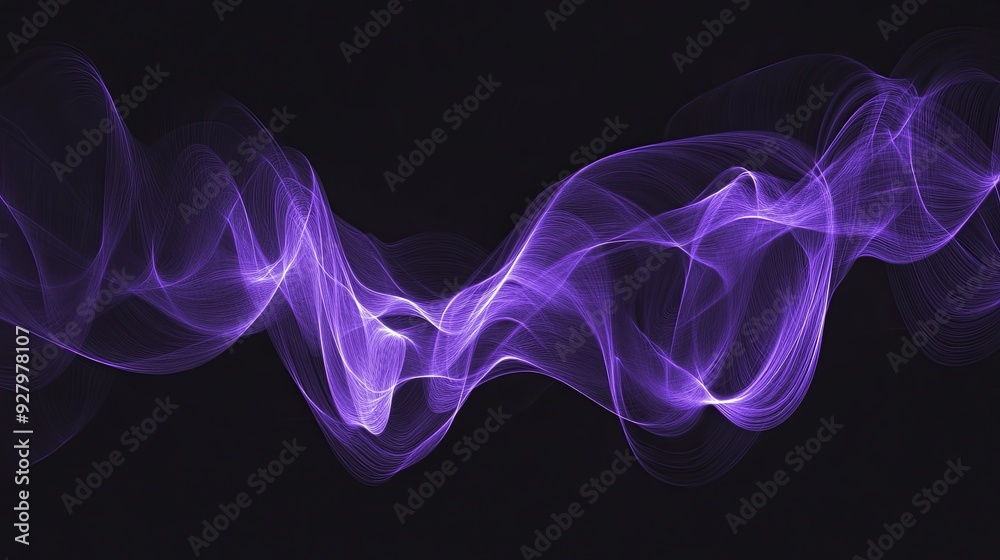  Stylish vector art featuring purple wavy lines against a sleek black backdrop, showcasing minimalistic design in high-definition 8K resolution