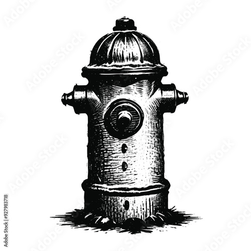 Vintage Fire Hydrant Design with Detailed Features