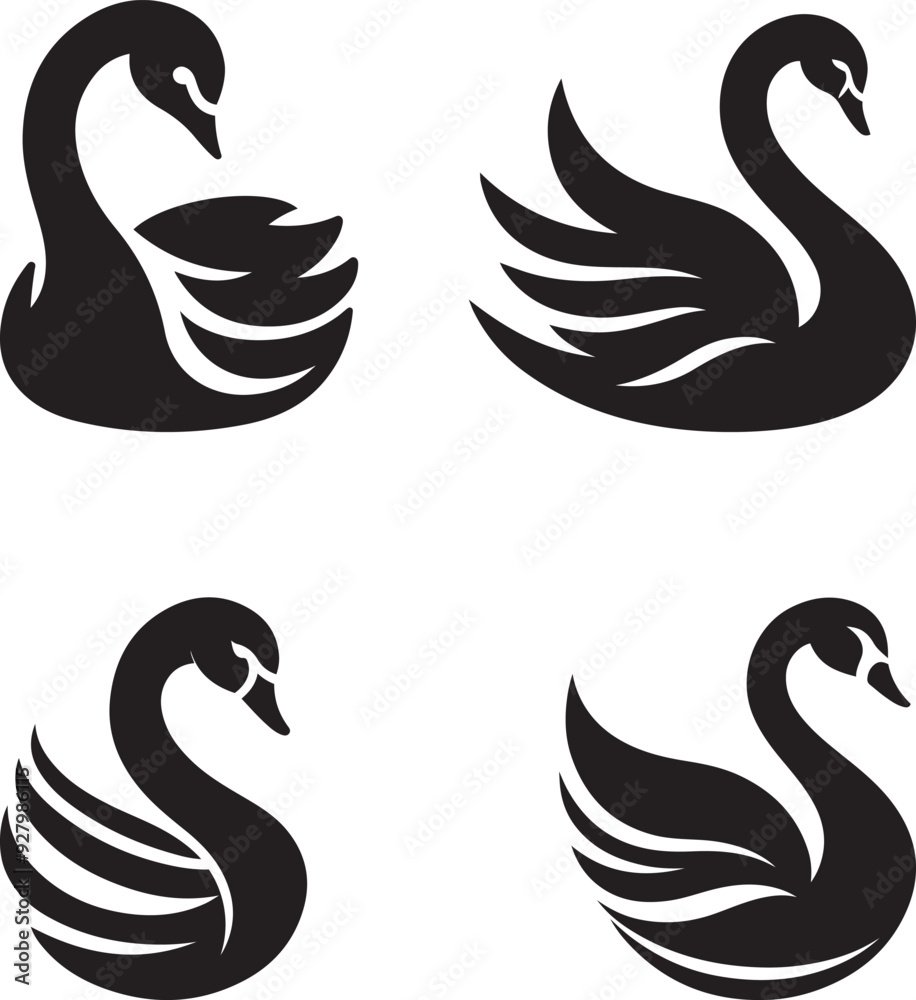 Fototapeta premium Swan Animal Silhouette Vector Image