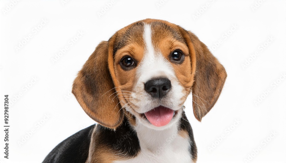 笑顔のビーグルの子犬のポートレート(Portrait of a smiling Beagle puppy on white background)
笑顔のビーグルの子犬のポートレート(Portrait of a smiling Beagle puppy on white background)