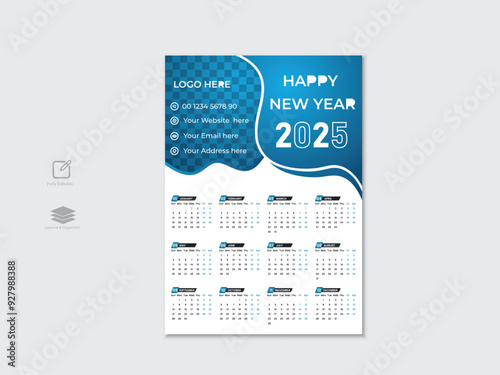 Creative corporate 2025 Calendar Design Template.