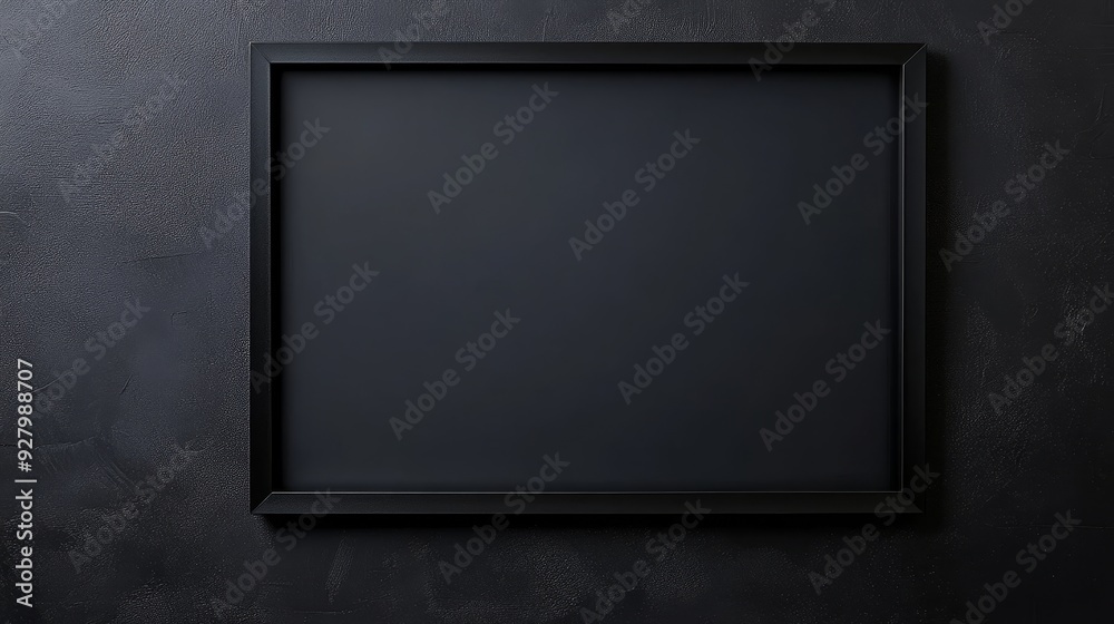 Black picture frame on black background Black picture frame on black background