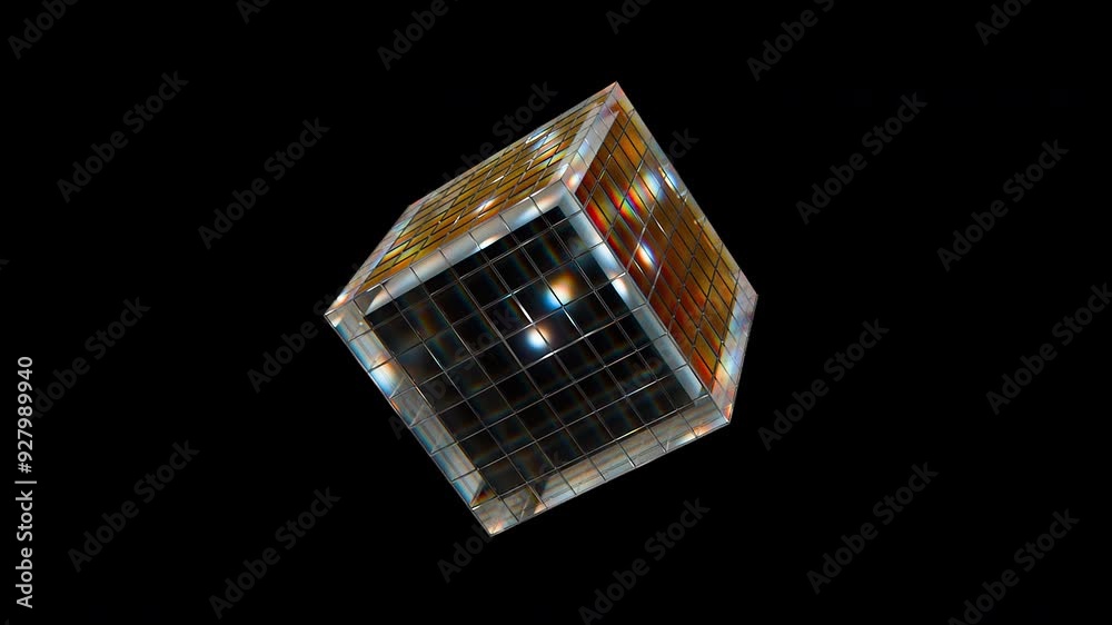Technology cube with grid. Computer generated 3d render Technology cube with grid. Computer generated 3d render