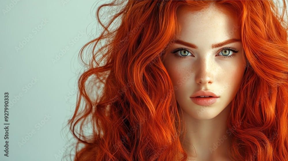 Close-up portrait of woman with red hair. Perfect for beauty, fashion, or hair care projects. Close-up portrait of woman with red hair. Perfect for beauty, fashion, or hair care projects.