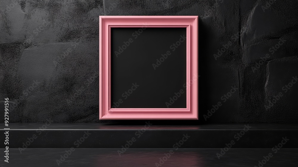 Pink picture frame on black background Pink picture frame on black background