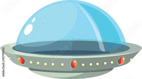 Alien spacecraft icon. Cartoon ufo space toy