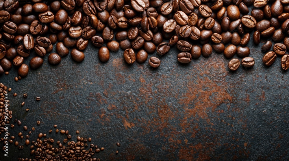 Variety of roasted coffee beans with space for text Variety of roasted coffee beans with space for text
