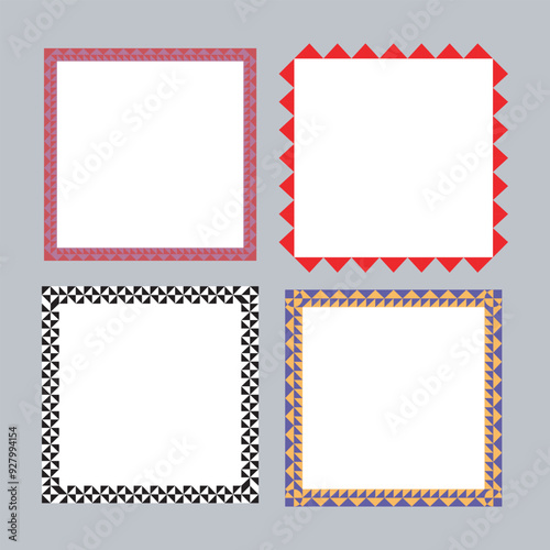 Vector colorful painting rectangle frame set, blank picture frame mockup, realistic frames for paintings, set of frame and black round ink stains, Lines and Drips Black ink splatters