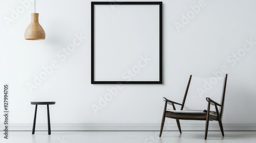 Black picture frame on white background