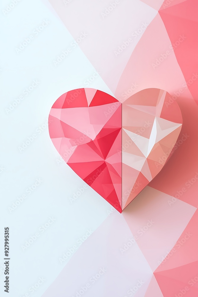 Heart of Modern Geometry, Digital Elegance in Pink and White Heart of Modern Geometry, Digital Elegance in Pink and White