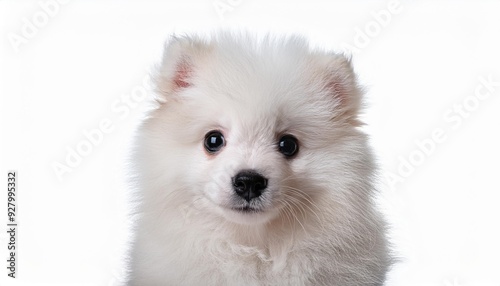 Wallpaper Mural 日本スピッツの子犬のポートレート（Japanese Spitz puppy portrait on white background）
 Torontodigital.ca