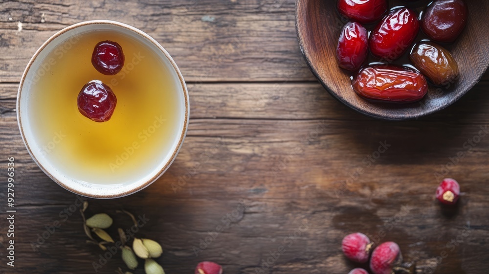Red dates, sweet potatoes, white dew tea Red dates, sweet potatoes, white dew tea