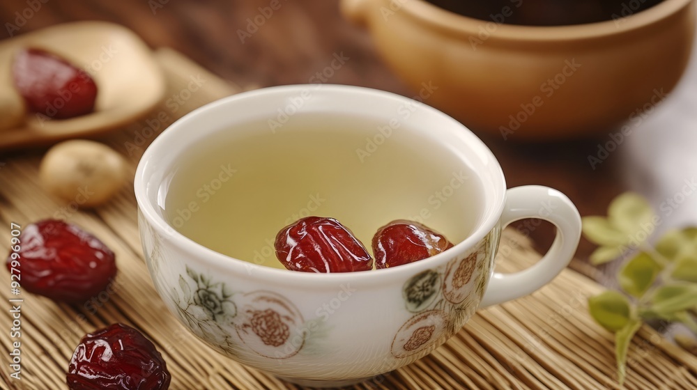 Red dates, sweet potatoes, white dew tea Red dates, sweet potatoes, white dew tea