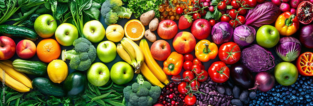 Fruits collection food background banner