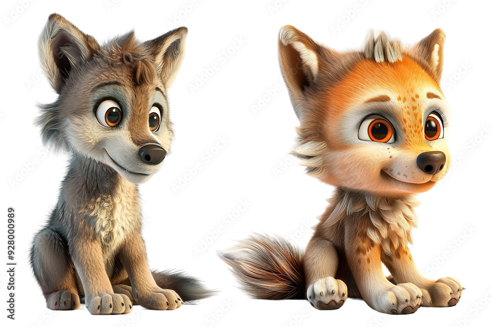 Cute 3D Wolf Baby Toddler on Transparent Background Cute 3D Wolf Baby Toddler on Transparent Background