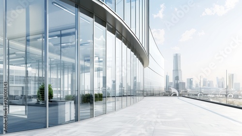 Modern Cityscape View from Rooftop Terrace