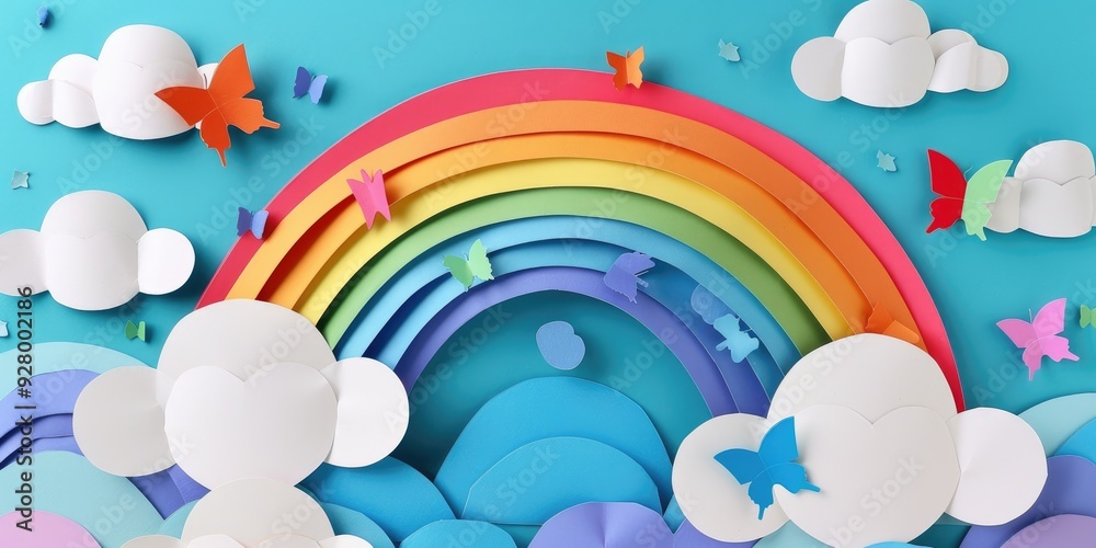 Paper Colored Rainbow and White Clouds DIY Crafts for International Day of Peace Children s Creativity and Imagination Paper Colored Rainbow and White Clouds DIY Crafts for International Day of Peace Children s Creativity and Imagination