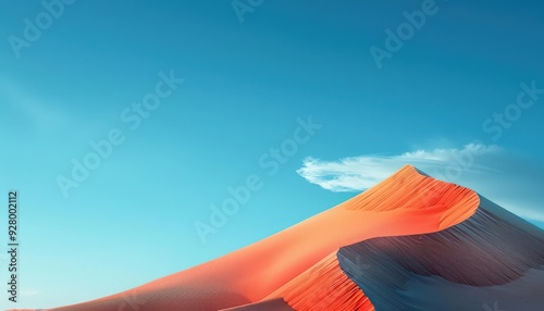 A stunning desert landscape showcasing a vibrant orange dune against a clear blue sky with gentle clouds.