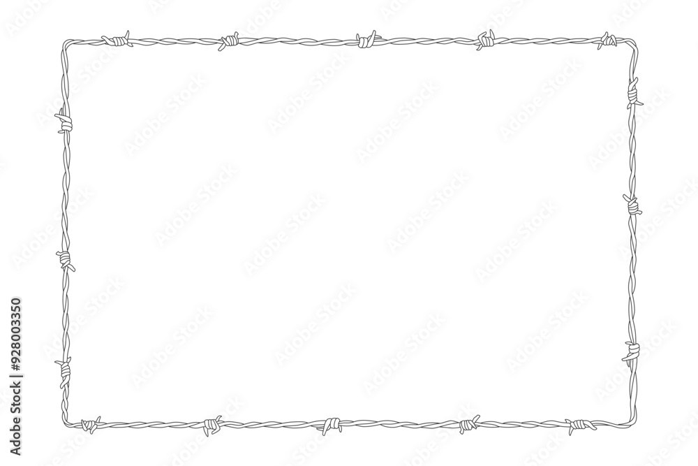 Barbed wire rectangle border frame outline vector Barbed wire rectangle border frame outline vector