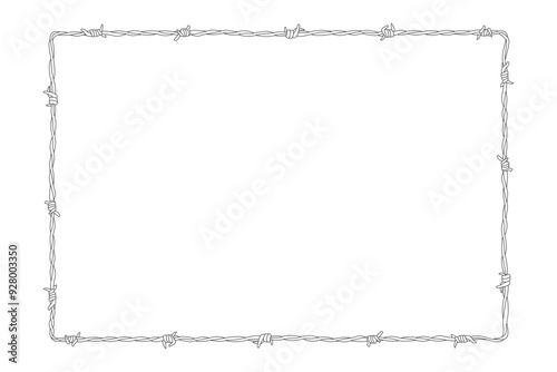 Barbed wire rectangle border frame outline vector