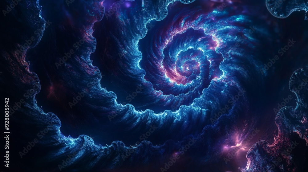A mesmerizing spiral of glowing blue and purple energy swirls through space, evoking cosmic forces, abstract geometry, and a sense of infinite depth. A mesmerizing spiral of glowing blue and purple energy swirls through space, evoking cosmic forces, abstract geometry, and a sense of infinite depth.