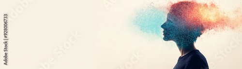 A silhouette of a person with colorful smoke blending into their mind, symbolizing creativity and imagination.