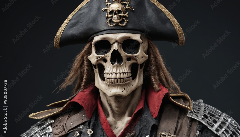 The grim reapers pirate captain: a skull-faced specter gazes upon the seven seas The grim reapers pirate captain: a skull-faced specter gazes upon the seven seas