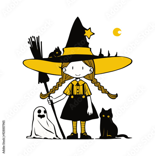 魔女のシンプルイラスト