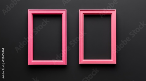 Two pink picture frames on black background