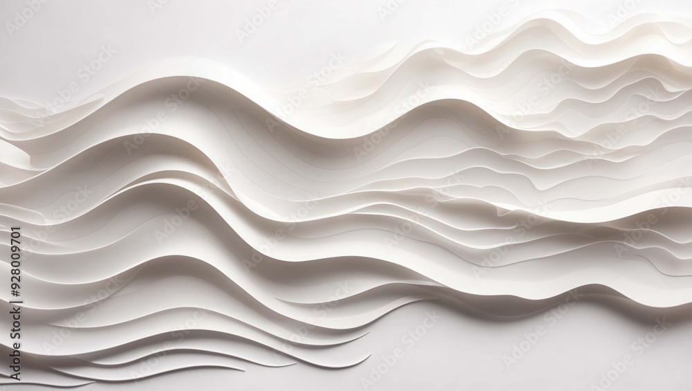 Fototapeta premium white paper sculpture with wavy lines.