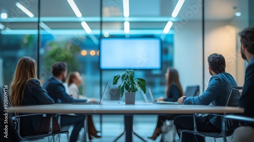 Business meeting in a modern office.