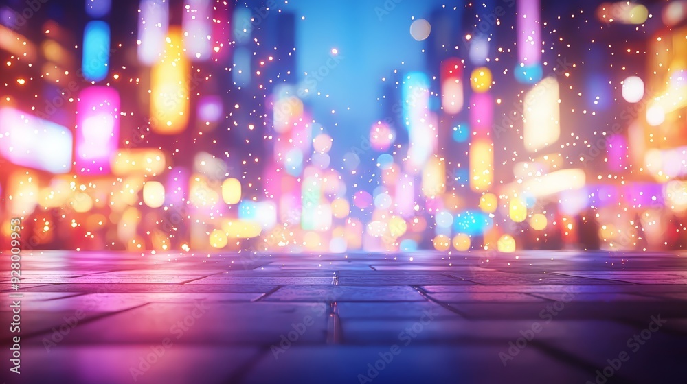A vibrant, colorful cityscape illuminated by glowing lights and bokeh effects, creating a magical and dreamlike atmosphere. A vibrant, colorful cityscape illuminated by glowing lights and bokeh effects, creating a magical and dreamlike atmosphere.