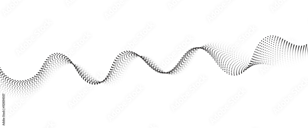Flowing Dot Wave halftone gradient pattern on transparent background