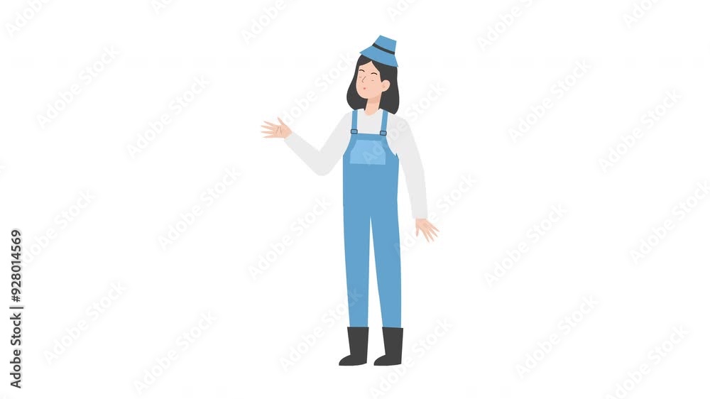Farmer presenting something
