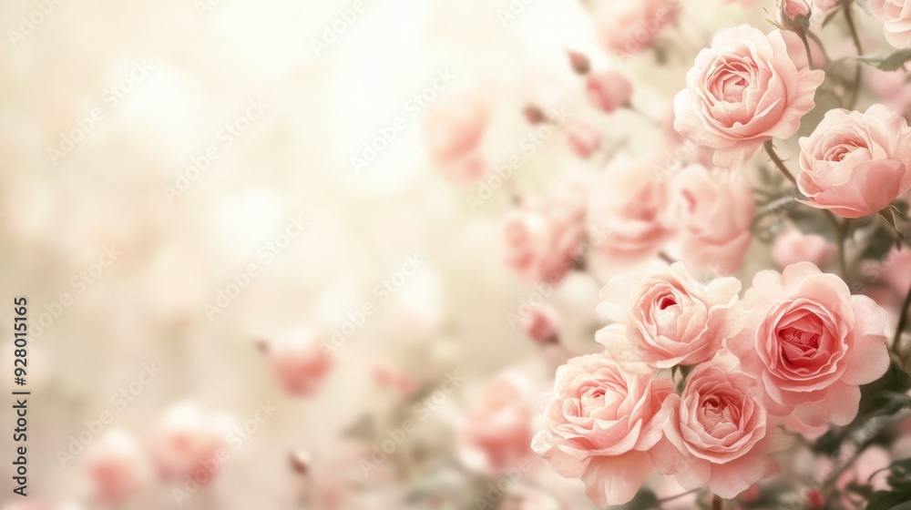 Pale pink and soft gray roses in a vintage fantasy illustration, creating a serene and ethereal spring background Pale pink and soft gray roses in a vintage fantasy illustration, creating a serene and ethereal spring background
