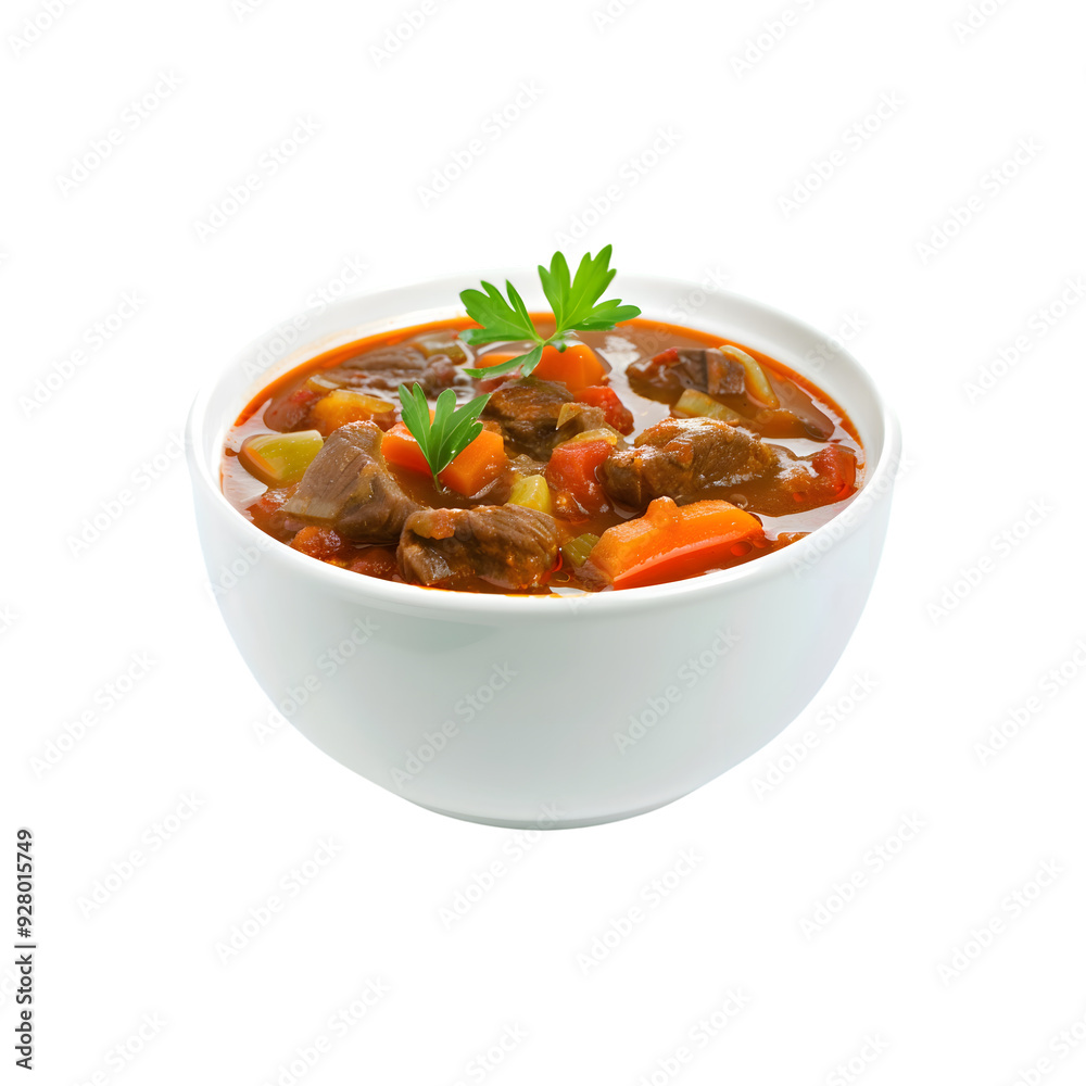 A flavorful bowl of stew, filled with various ingredients, displayed on a transparent background. A flavorful bowl of stew, filled with various ingredients, displayed on a transparent background.